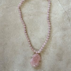 Sumptuous Carved Rose Quartz Peach Necklace